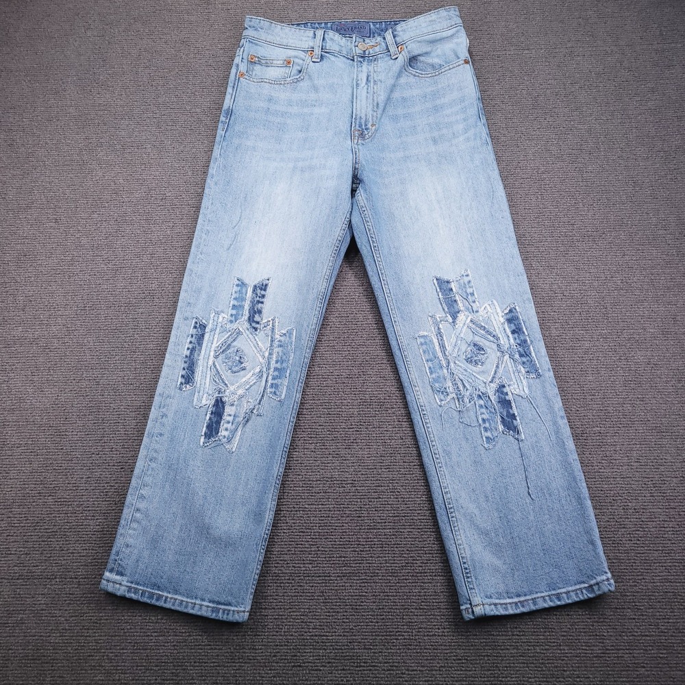 LUCKY Brand Jeans Womens Size 6/28 Lucky Pins Straight Cropped Knee Patch BOHO